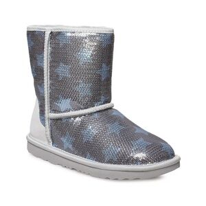 UGG CLASSIC SHORT SEQUIN STARS DENIM BLUE SHEEPSKIN  US 6